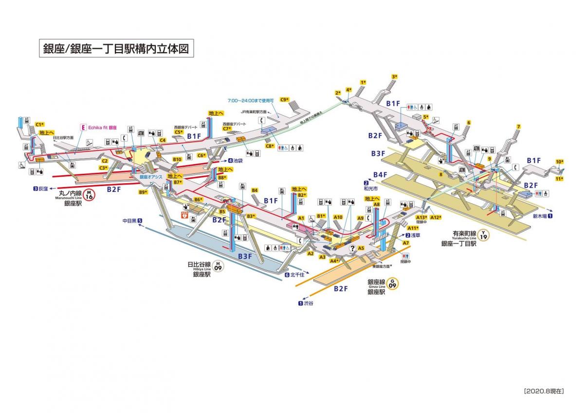 Karte von Ginza station
