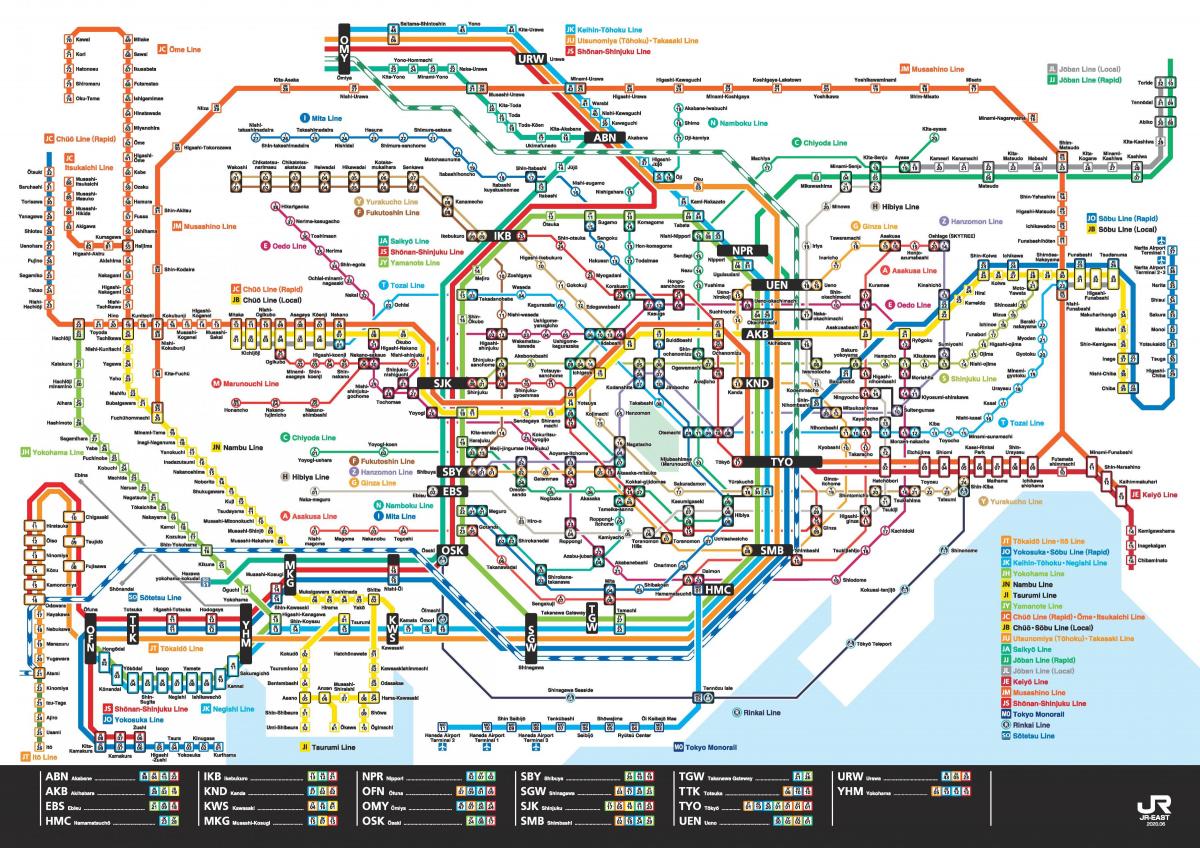 Karte der JR-Linien in Tokio