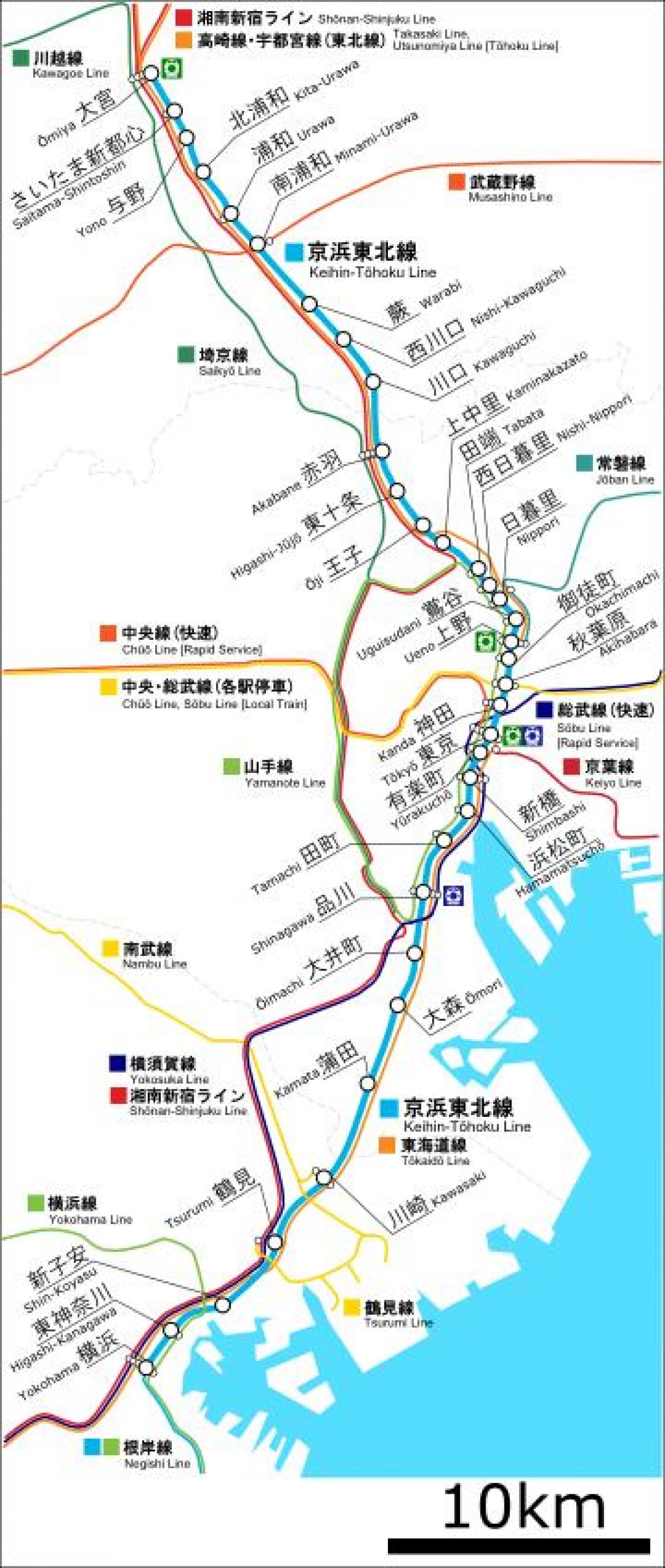Karte von Keihin tohoku-Linie