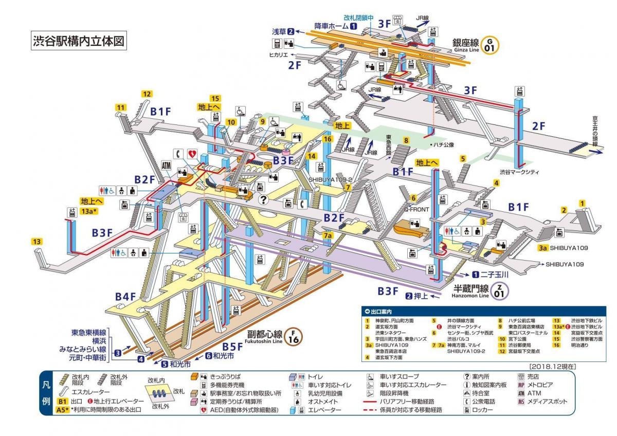 Shibuya U-Bahn-station Karte