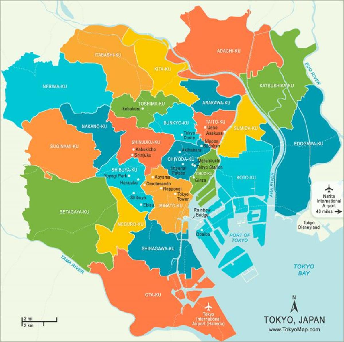 Karte von Tokyo Vororten