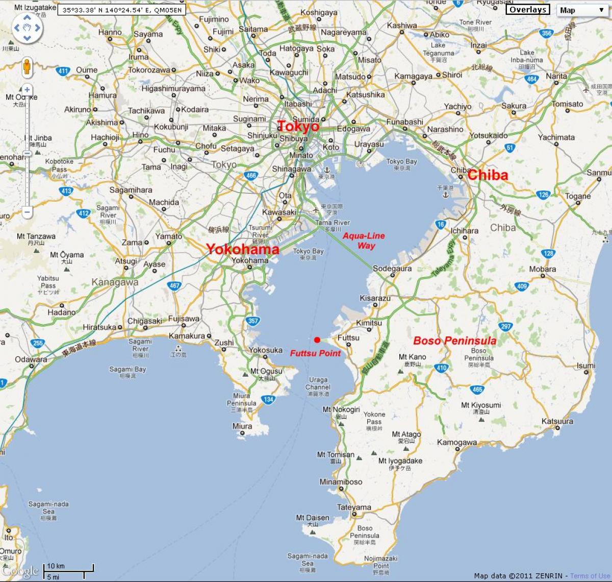 Karte der Bucht von Tokio