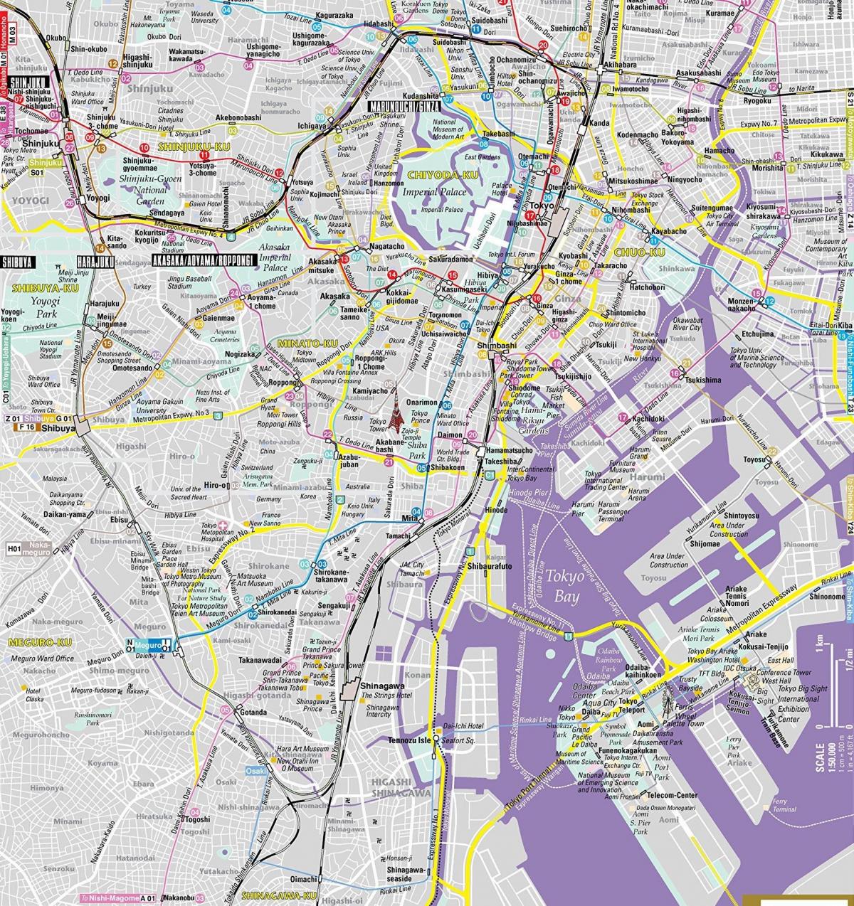die Innenstadt von Tokyo Karte