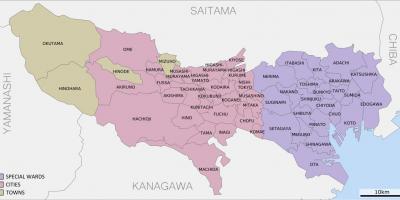 Karte von Tokio, Präfekturen