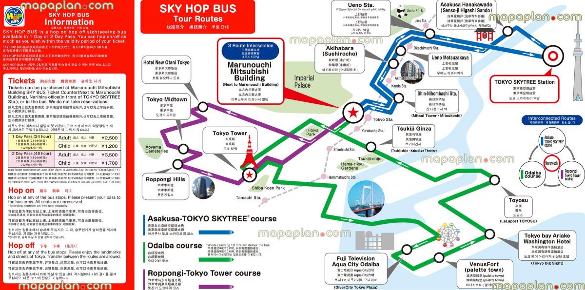 Tokio-hop-on-hop-off bus Karte