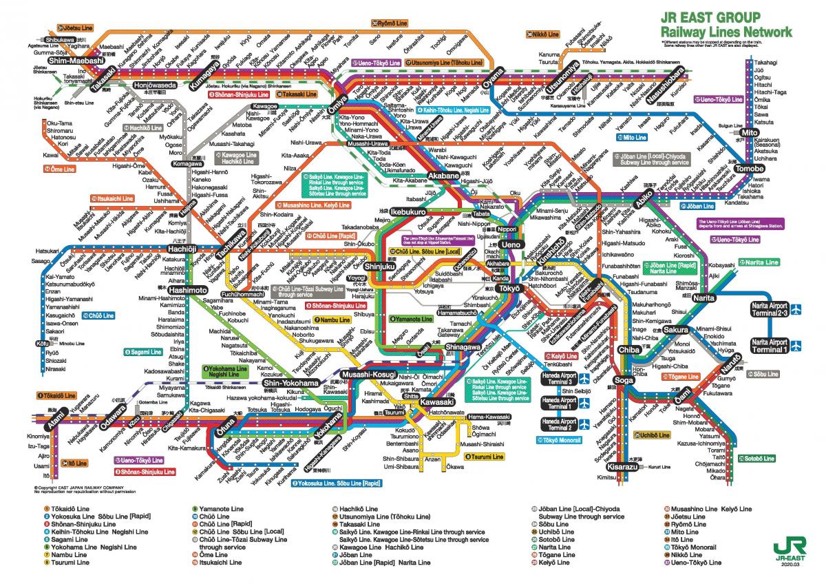 Tokyo JR line map Englisch