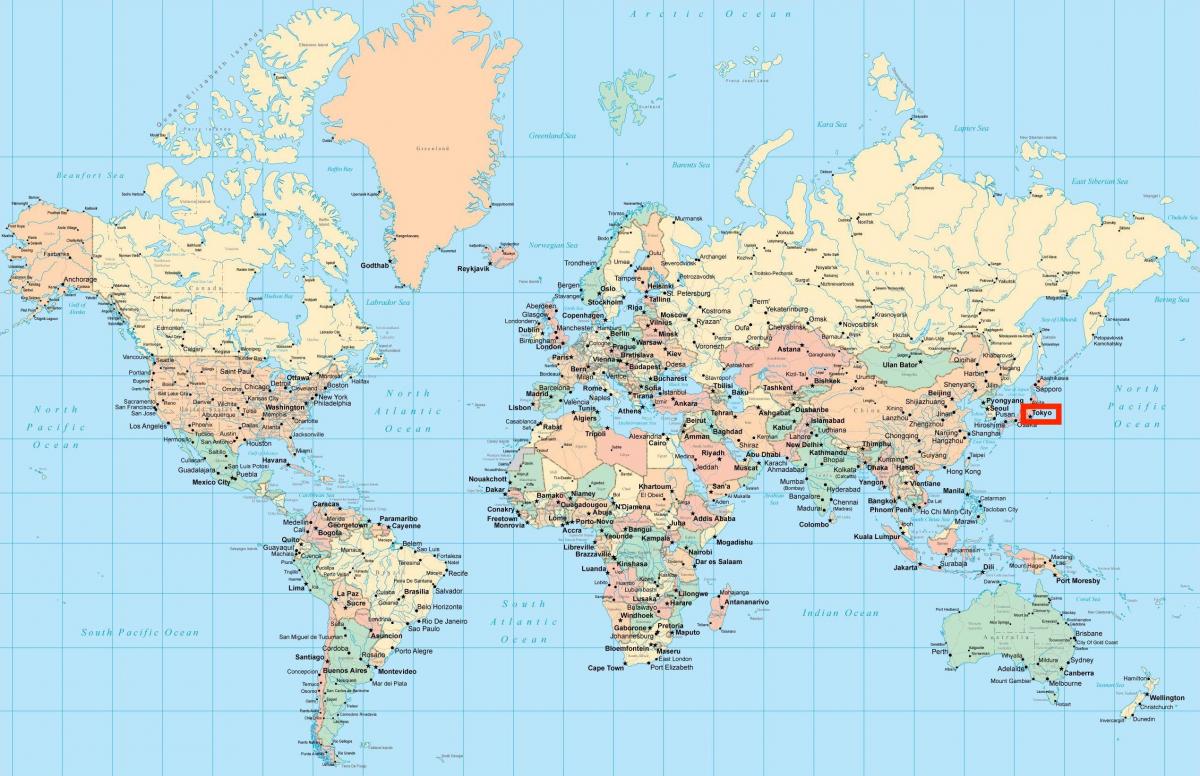 Tokyo Weltkarte  Tokio auf  der  Weltkarte  anzeigen Kant 